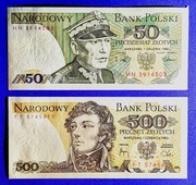 Banknot 500 złotych 1988 RADAR+ 50 zł.1988+gratis banderole 10-200 zł. (22)