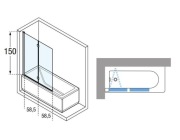 Novellini Young  Parawan nawannowy składany 2 częściowy 120x150 cm chrom 