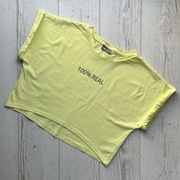 Krótka żółta koszulka bawełniana t-shirt dziewczęcy top 100% real 170cm