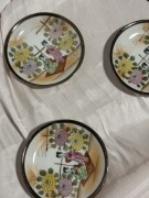 Zestaw 6 talerzyków Kutani – ręcznie malowane, Japonia, porcelana vintage