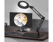 Lampa z lupą 10x LED 5 trybów oświetlenia, ściemniana, stojak i zacisk