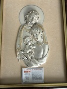 Srebrny obraz religijny na skórze 