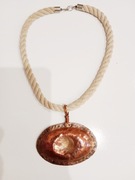 Duży miedziany wisior, naszyjnik na lince, rękodzieło,unikat,zawieszka