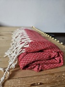 Wielofunkcyjny turecki bawełniany Peshtemal 100x180 czerwony świąteczny