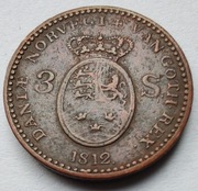 DANIA i NORWEGIA 3 Skilling 1812 Fryderyk VI ŁADNA