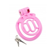 Mały lekki rózowy pas cnoty chastity cage 4 oringi 
