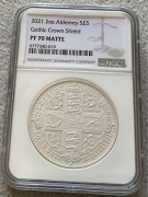 NGC PF70 2021 Alderney, matowa gotycka Victoria Shield Crown,W.Brytania
