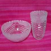 Zestaw kryształowy set wazon i miseczka