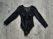 Body czarne welurowo koronkowe seksowne kod974