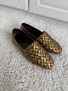 Nowe baleriny slippers mokasyny Castaner 38 skóra naturalna złote plecione