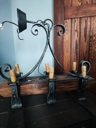 Stara lampa  drewno metal  myślwska