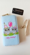 Nowy! Piękny niebieski portfel sówki "Happy Birthday "
