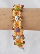 BRANSOLETKA MAKRAMA KORALIKI SZKLANE RĘKODZIEŁO 