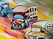 Afrykański obraz z Ghany sygnatura 3EL