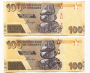 Banknot 100 dolarów Zimbabwe P.106 2020
