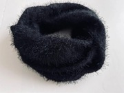 Futrzasty czarny komin ciepły stylowy na wiele okazji #1915