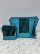 Kosmetyczka damska zestaw turkusowa handmade