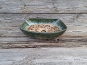 Umywalka nablatowa Midori- zielona, beżowa, nietypowy kształt łódki