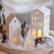 Mini świecznik na Boże Narodzenie, latarnia ze świecami LED 3 sztuki