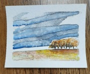 Akwarela mojego autorstwa,jesienny pejzaż 14 na 18 cm