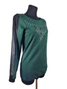 Zielona bluzka BonPrix Rainbow 34,XS/36,S wstawki