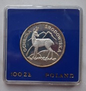 Srebrna moneta 100 zł z 1979 r. - "Ochrona Środowiska" - kozica