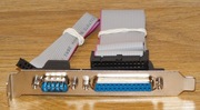 Śledź PCI z portem szeregowym RS232 COM 9-pin i równoległym LPT 25-pin