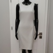 Sukienka Salsa S 36 perłowa biała biżuteryjna korale elegancka