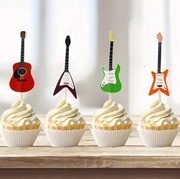 Topper piker na tort urodzinowy gitara 8 szt