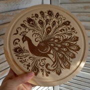 Deska Drewniana Do Krojenia Mała Okrągła Deseczka ze Wzorem 25cm Wzory