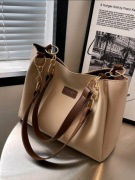 Elegancka torebka shopperka beż/brąz | Złoty łańcuch | Minimalistyczna