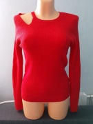 Bodyflirt Czerwona prążkowana bluzka z wycięciami rozm.36/38