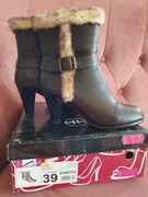 Nowe Buty skórzane zimowe Trzewiki na obcasie Tomasso Taccardi 39