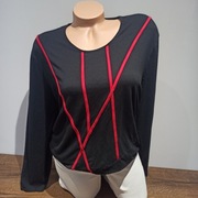 Doris Streich - czarna bluzka z czerwonymi paskami rozm. 52