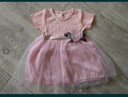 Sukienka z krótkim rękawem i tiulem - rozm 80