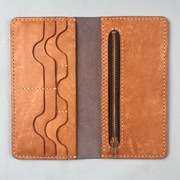 Skórzany Handmade - Długi portfel z zamkiem