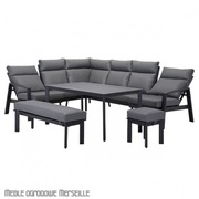 Zestaw meble ogrodowe z narożnikiem szare wypoczynkowy kawowy tarasowy