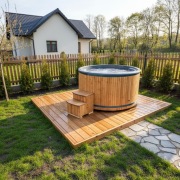 Balia ogrodowa|2 m| Szary wkład z brokatem | Piec zintegrowana