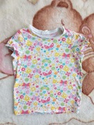 Biała kolorowa bluzka H&M 86 w kwiaty kwiatki motyle motylki jak nowa