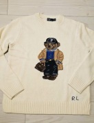 Ralph Lauren roz L 40 bear cream wełna kaszmir