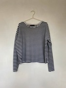 Czarno biała bluza w paski pudełkowa Marks&Spencer 44 plus size długi rękaw