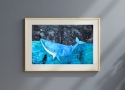 Akwarela oryginalna A4 "Wieloryb Marzyciel", obraz malowany ręcznie, morski