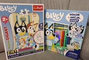 Puzzle trefl gigant 2+ 12 szt kolorowanka  naklejki flamastry Bluey nowe