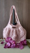 Paryżanka cukierkowy róż siatka na zakupy handmade szydełko 