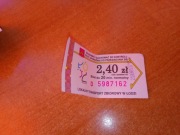 Bilet jednorazowy 2,40zł MPK Łódź nowe logo skasowany lokalny