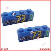 LEGO 3010pb015 KLOCEK 1x4 niebieski RACING 73 z 6424 - 2 szt