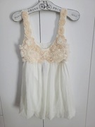 Kremowa że szyfonowa tunika róże Rozmiar 40/L