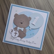 Personalizowana kartka na Chrzest i roczek dla chłopca