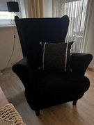 fotel uszak czarny welur
