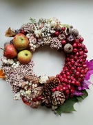 Wianek jesienny, naturalny stroik na drzwi stół ściane